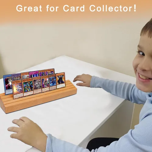 Vista 7 de VINJOE Organizador grande de madera para naipes para niños, adultos mayores, madera de haya maciza de primera calidad, el mejor regalo para el día