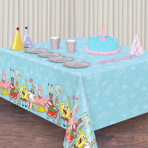 Vista 5 de Spongebob Squarepants - Mantel rectangular de plástico, 54 x 84 pulgadas, ideal para cumpleaños y fiestas de niños