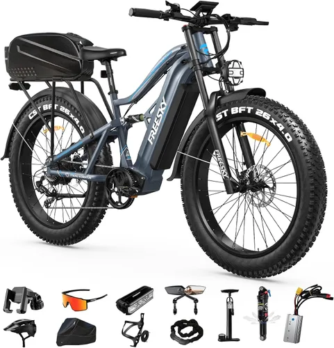 Vista 19 de FREESKY Bicicleta eléctrica para adultos, motor BAFANG de 4000W, batería LG Negro clásico