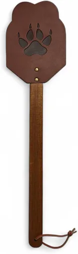 Vista 8 de Outset 76616 Matamoscas de madera de acacia y cuero estilo amish, 17.5 pulgadas, marrón