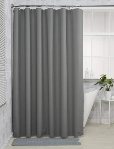 Vista 9 de AmazerBath Cortina de ducha larga de 36 x 84 pulgadas, cortina de ducha transparente de PEVA grueso resistente, cortina estrecha con 2 piedras