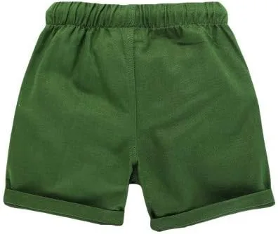 Vista 6 de HILEELANG Pantalones cortos chinos de verano para niños pequeños, de algodón, elásticos, con cordón, para uniforme escolar, 2