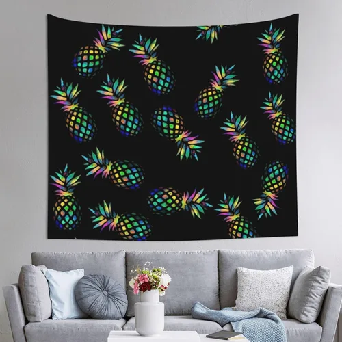 Vista 3 de Heucapc Tapiz de piña para colgar en la pared, tapiz para habitación, dormitorio, hogar, decoración de pared para dormitorio, decoración estética