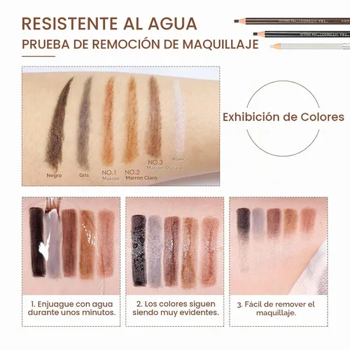 Vista 6 de Juego de lápices de cejas impermeables, Lapiz de Cejas (5+1 negro)