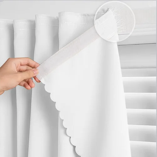 Vista 24 de Cortinas autoadhesivas, sin taladrar, sin varilla, cortinas opacas fáciles de instalar para persianas de ventana, dormitorio