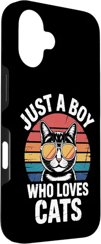 Vista 3 de Just A Boy Who Loves Cats Feline Enthusiast Pet Cat Parents Case for iPhone 16