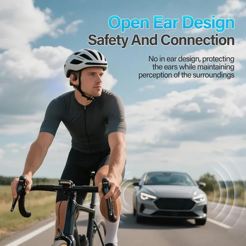 Vista 5 de Auriculares deportivos de conducción ósea, IPX5 impermeables Bluetooth 5.4, auriculares inalámbricos abiertos con micrófono, adecuados para correr