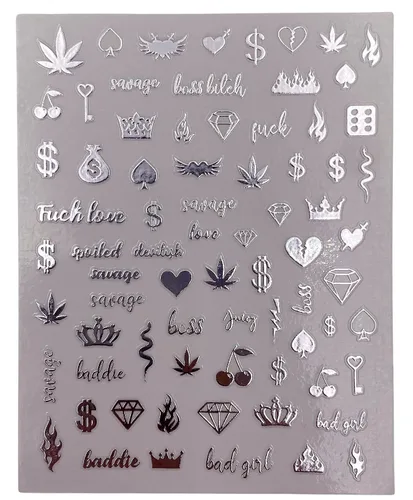 Vista 11 de Impressed 5 hojas de calcomanías de lujo para arte de uñas, más de 500 calcomanías doradas personalizadas para diseño de uñas postizas y accesorios