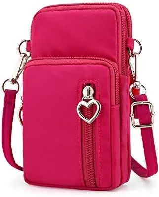 Vista 6 de Bolso de nailon para teléfono celular para mujer, bolso tipo cartera con bolsillo para tarjetas