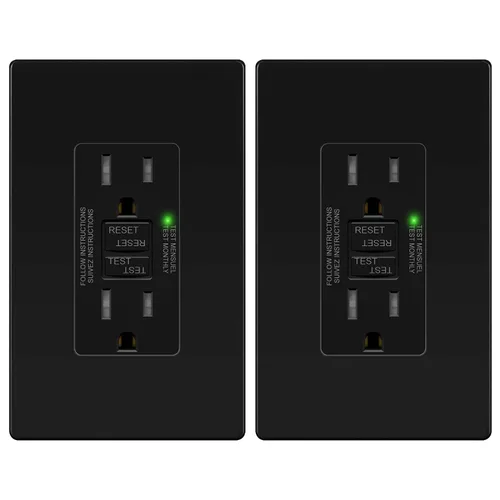 Vista 24 de TG Salida GFCI de 20 amperios, receptáculo eléctrico resistente a Negro