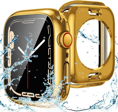 Vista 18 de Goton Funda impermeable 2 en 1 para Apple Watch, protector de pantalla para series 6/5/4, SE 3/2/1 de 40mm, cubierta frontal de vidrio protectora