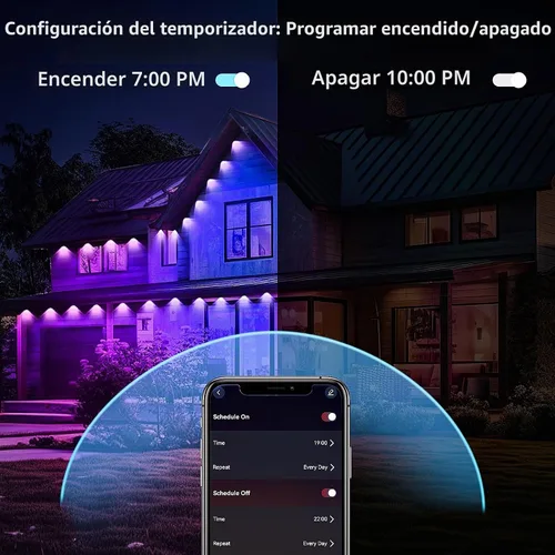 Vista 5 de KSIPZE Luces Permanentes para Exteriores Impermeables IP67, Luces LED Inteligentes RGB+IC para Aleros con Control por App y Botón, Más de 200 Modos