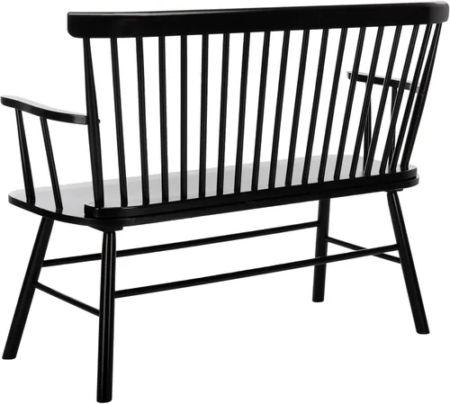 Vista 7 de SAFAVIEH Muebles - Sofá de dos plazas Addison - Negro - Madera maciza - Diseño costero de listones - Ideal para sala de estar, solárium, dormitorio