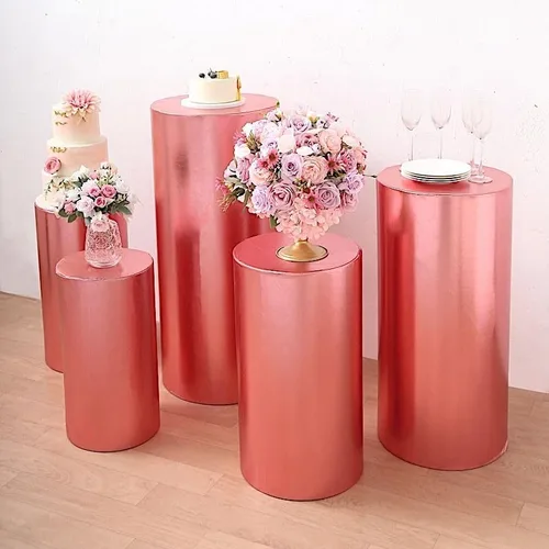 Vista 3 de Juego de 5 cubiertas de soporte de exhibición de elastano con pedestal de cilindro rubor, suministros de decoración para el hogar