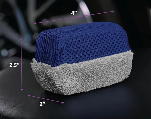 Vista 6 de VIKING Esponjas aplicadoras de brillo de neumáticos, malla multiusos y almohadilla aplicadora de microfibra para detalles de automóviles, azul