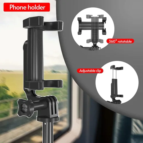 Vista 8 de Andoer Mini trípode de escritorio plegable portátil con 3 secciones extensible ajustable longitud del clip para teléfono inteligente Vlog grabación