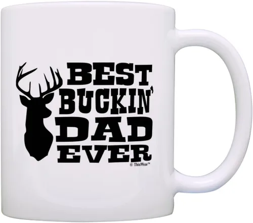 Vista 13 de ThisWear Hunting Camo Best Buckin' Dad Ever Gift Taza de café de cerámica de 11 oz con asa