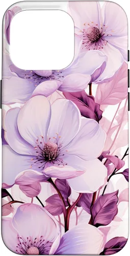 Vista 20 de Funda para iPhone 17, diseño de flores de magnolia rosa y morado lavanda