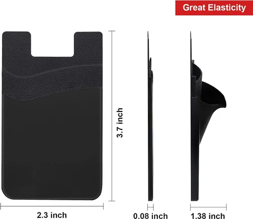 Vista 5 de Senose Soporte para tarjetas de teléfono, billetera para teléfono con doble bolsillo para la parte posterior del teléfono celular de silicona