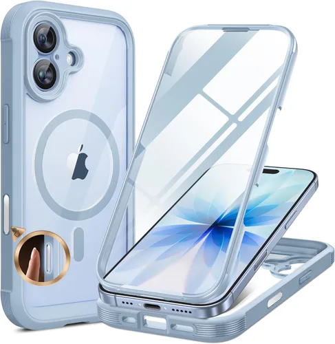 Vista 234 de Miracase - Funda magnética para iPhone 13 Pro Max de 6.7 pulgadas (compatible con MagSafe), transparente, completo, protector de pantalla de vidrio