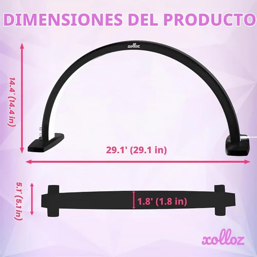 Vista 2 de Lámpara de media luna para escritorio de uñas, 2000 lúmenes, lámpara de mesa de aluminio, color negro