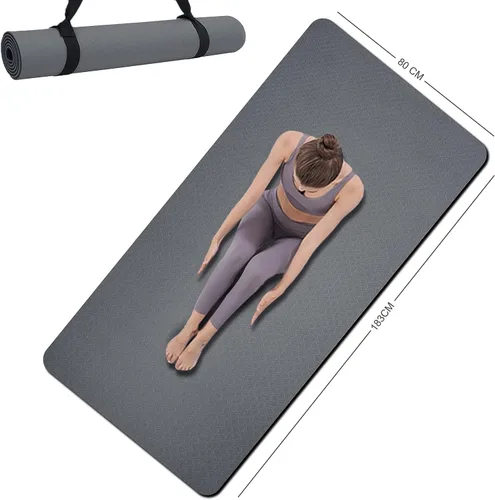 Vista 9 de Esterilla de yoga de doble cara antideslizante, 1,83 m x 81 cm x 7 mm - Esterilla de yoga extra ancha y gruesa para mujeres, hombres y niños