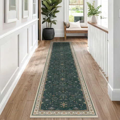 Vista 90 de Hazo Haus – Alfombra pequeña para entrada, cocina o baño, antideslizante con base de goma, resistente a las manchas y a la decoloración, diseño