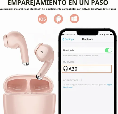 Vista 6 de ASKUBSKU Auriculares inalámbricos para Samsung S26 S25 S24 Ultra S23 Fe S22 Rosa