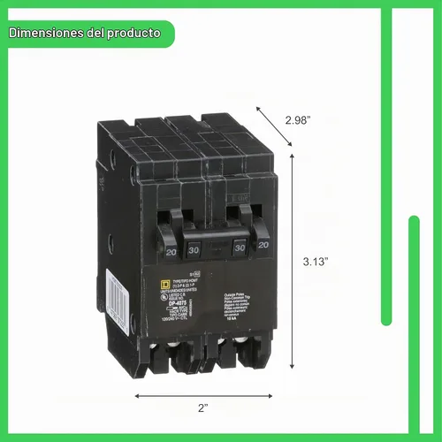 Vista 3 de Square D - HOMT2020230CP Square D Homeline, Disyuntor en tándem de combinación de doble polo, Negro