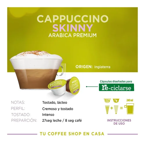 Vista 3 de Nestle Nescafe Dolce Gusto - Café de capuchino delgado (NES27370)
