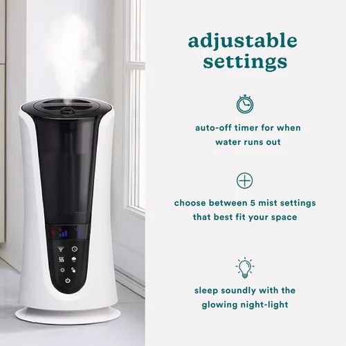 Vista 4 de Homedics Humidificador ultrasónico – Humidificadores de aire grandes de lujo para dormitorio, plantas, oficina – Humidificadores de niebla fría