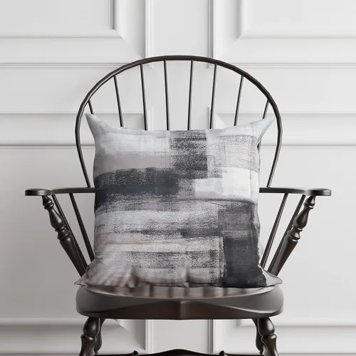 Vista 5 de chiinvent Juego de 2 fundas de almohada abstractas de terciopelo blanco y negro, fundas de almohada modernas, color gris, suaves, elegantes