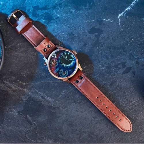 Vista 8 de SURVAN WatchDesigner Watch for Men Quartz Movement Analog Chronograph Mens Watches Genuine Leather Strap Waterproof Luminous Pointer Red Magic Glass
