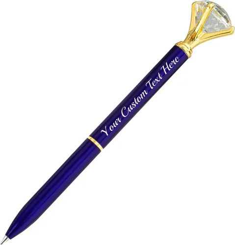 Vista 45 de Bolígrafo de diamante personalizado, bolígrafos de cristal personalizados en negro con nombre y texto, gemas personalizadas, 1 unidad, regalo