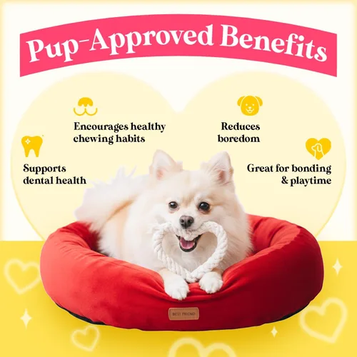 Vista 7 de Paquete de 5 juguetes de cuerda para perros con forma de corazón para masticadores agresivos, juego de juguetes duraderos de algodón para masticar