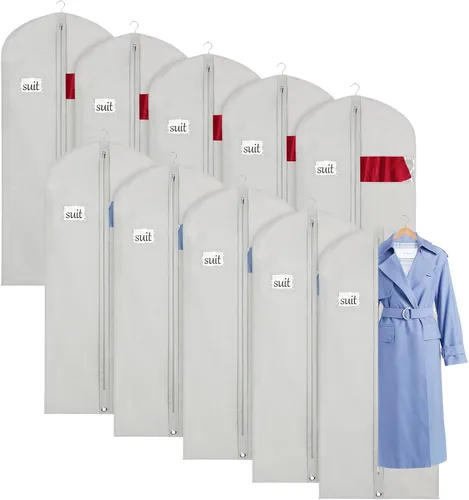 Vista 11 de Univivi Bolsas de ropa para almacenamiento, bolsas de ropa colgantes de 40 pulgadas con ventana transparente y tarjetero de identificación