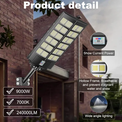 Vista 4 de Ilumina tu espacio al aire libre con luces solares de 300 W para exteriores - Libera 3000 lúmenes de energía solar