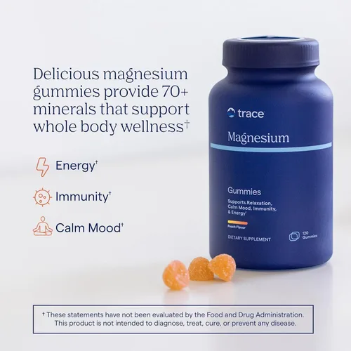 Vista 4 de Gomitas de magnesio para aliviar el estrés (120 unidades) Citrato de magnesio fácil de tomar Ayuda natural para dormir, relajante muscular