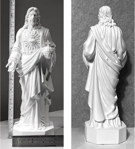 Vista 6 de Estatua de Cristo de oración del Señor de 12.7 pulgadas, decoración cristiana del Sagrado Corazón de Jesús, decoración para el hogar, regalo católico
