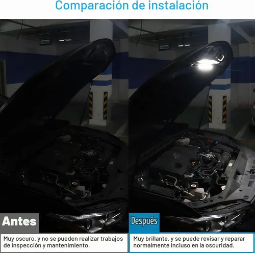 Vista 6 de GraceYou - Kit de luces LED para debajo del capó, impermeable, 12 V, luces LED para automóvil, barras, capó de automóvil, luces de inspección