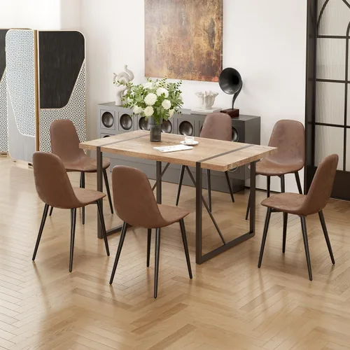 Vista 10 de Mesa de Comedor para 4-6, Mesa de Cocina de 55'', Mesas de Cocina y Comedor, Mesa de Comedor de Madera MDF con Patas de Metal para Sala de Estar