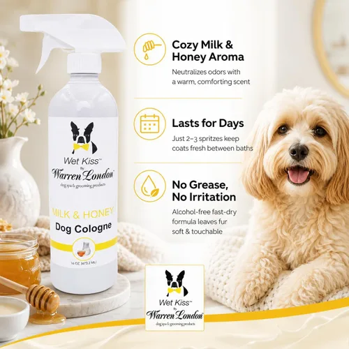 Vista 7 de Warren London Wet Kiss Milk & Honey - Aerosol de colonia para perros, 2 onzas