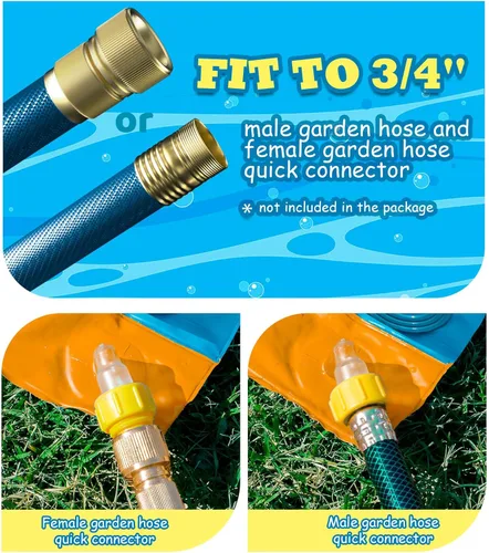 Vista 5 de Spring Water Tobogán acuático para patio trasero de niños, 17 pies x 3 carriles de carreras, toboganes de agua deslizantes con aspersor para edades