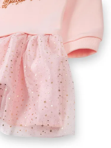 Vista 5 de Disney Princess Girls Sweater Dress Kids Sweatshirt with Sparkly Tulle Skirt in Pink Film Movie Merchandise Gift Children
