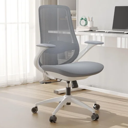 Vista 10 de Silla de oficina ergonómica de malla, silla de escritorio ejecutiva de 330 libras con soporte lumbar, reposabrazos 2D, cómodas sillas giratorias
