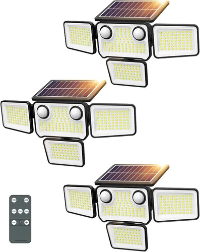 Vista 11 de Luces Solares para Exteriores Impermeables de 4500LM, 254 Luces LED Solares Reflectoras para Exteriores con 2 Sensores de Movimiento, Luz