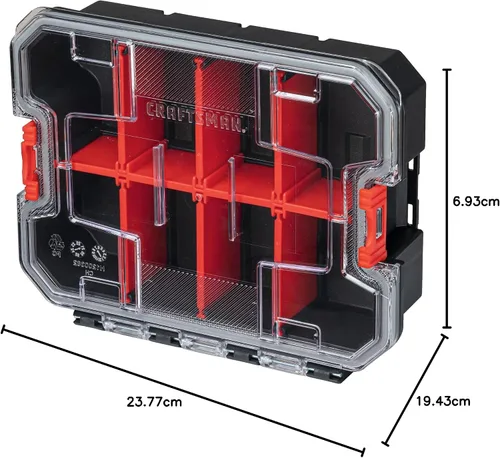 Vista 13 de CRAFTSMAN VERSASTACK Organizador de almacenamiento, organizador de piezas pequeñas, 8 compartimentos, tapa incluye pestillo seguro (CMST17827)