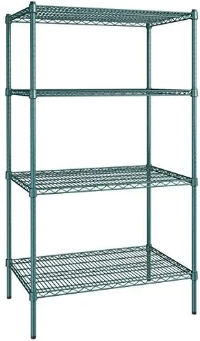 Vista 319 de Kit de 4 estantes de epoxi verde NSF de 21 x 72 pulgadas con postes de 86 pulgadas, estantería de almacenamiento resistente, kit de estantería