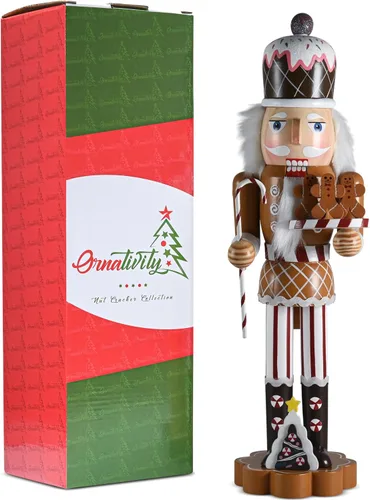 Vista 7 de Ornativity Cascanueces de Navidad Pan de Jengibre del País de los Dulces – Cascanueces de Madera de Dulces con Bastón de Caramelo y Galletas