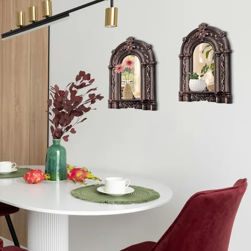 Vista 3 de Juego de 2 apliques de velas de relieve tridimensional, soportes de velas rústicos para montaje en pared, decoración de pared colgante de madera